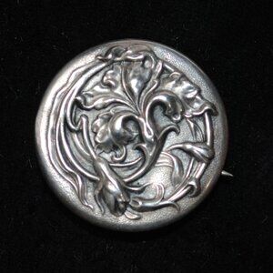 Antique Art Nouveau Iris Flower Link & Angell Sterling Brooch